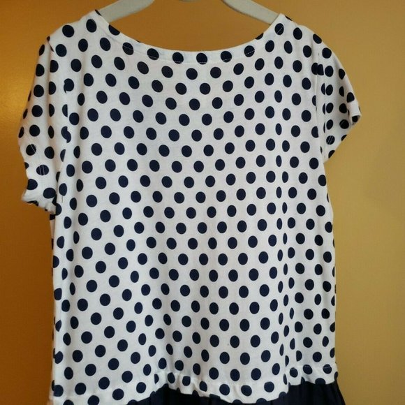 EUC JCREW CREWCUTS SZ 8 NAVY BLUE POLKA DOT DRESS - Picture 4 of 6